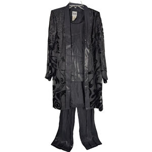 VTG R&M RICHARDS Karen Kwong Velvet Burnout Jacket Pants Set Size 8 Goth 90s